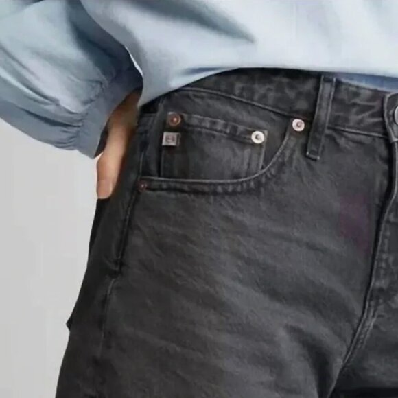 AG Denim Hailey Cut-Off Ex Boyfriend Raw Hem Short in Black Size 26 - Picture 3 of 11